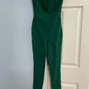 Emerald green strapless Jumpsuit